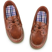 HOMEHOT Boys Dress Shoes PU Leather School Uniform Loafers Wedding Parties Church Slip on Shoes Brown Toddler 3